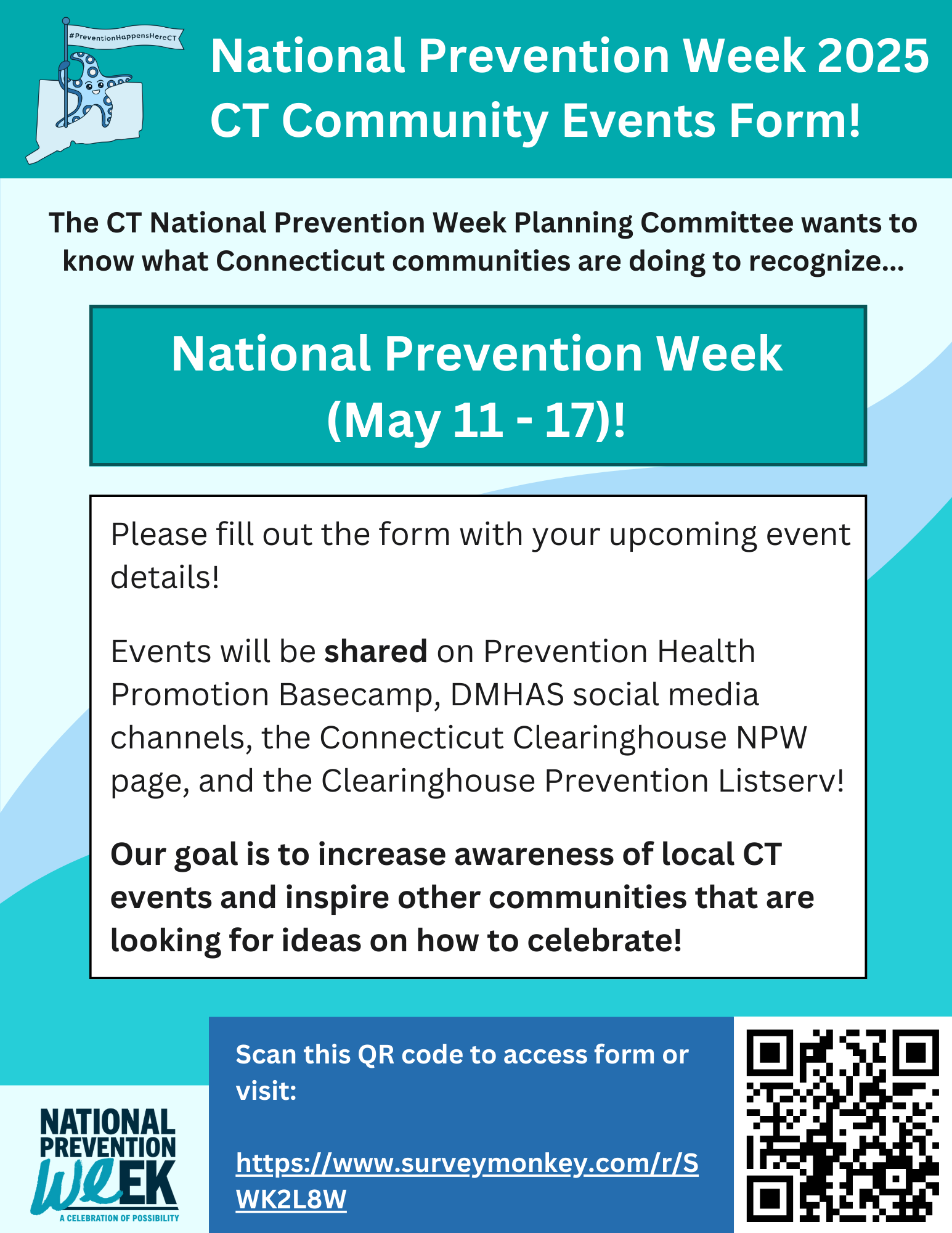 image linking to the 2025 National Prevention Week Community Event Form 